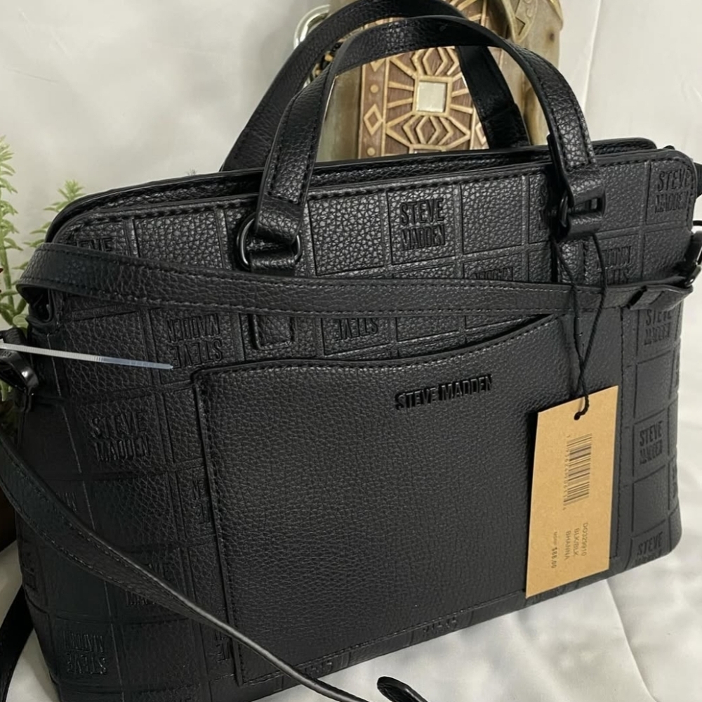 Steve Madden Textured Black Briefcase